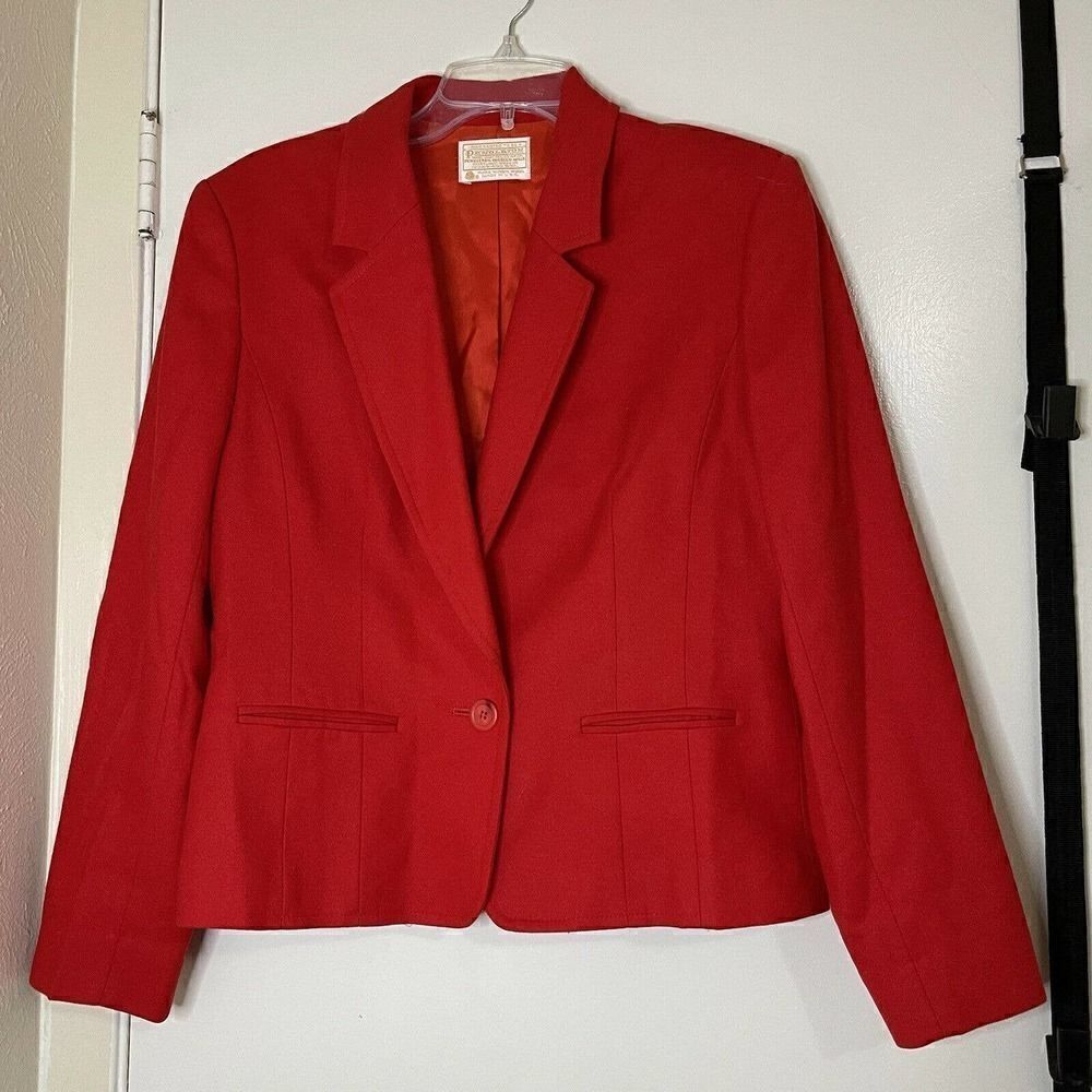 Vintage Pendleton scarlett red wool blazer jacket size US 10